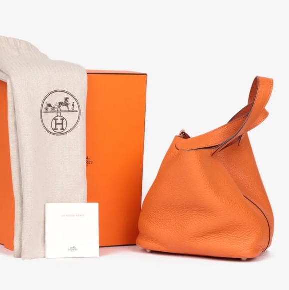 Hermès Picotin Lock 18 Clemence Bull Calf Skin Orange Bag - Picture 1 of 12
